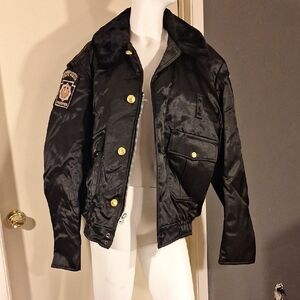 Black Bomber Jacket with Gold Accents